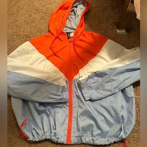Orange, white, and blue H&M jacket. Only wore once